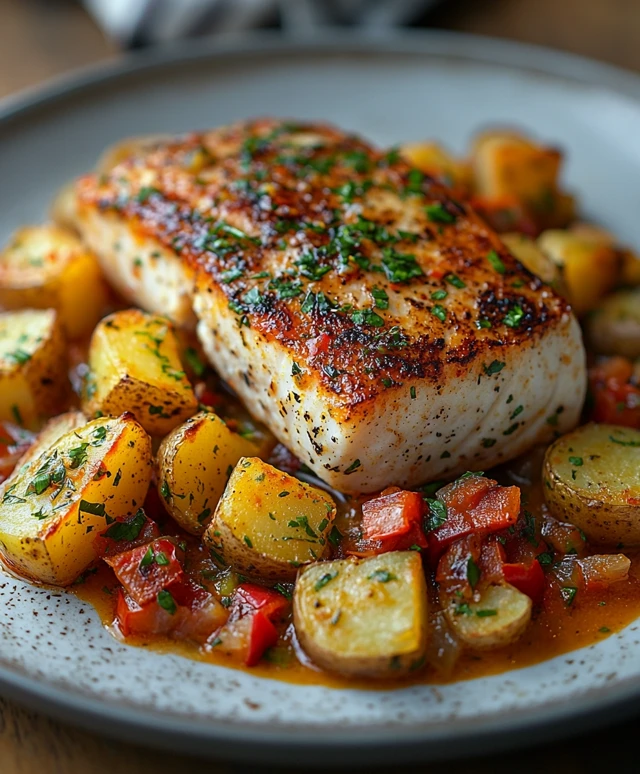 Zackenbarsch Eintopf mit Paprika