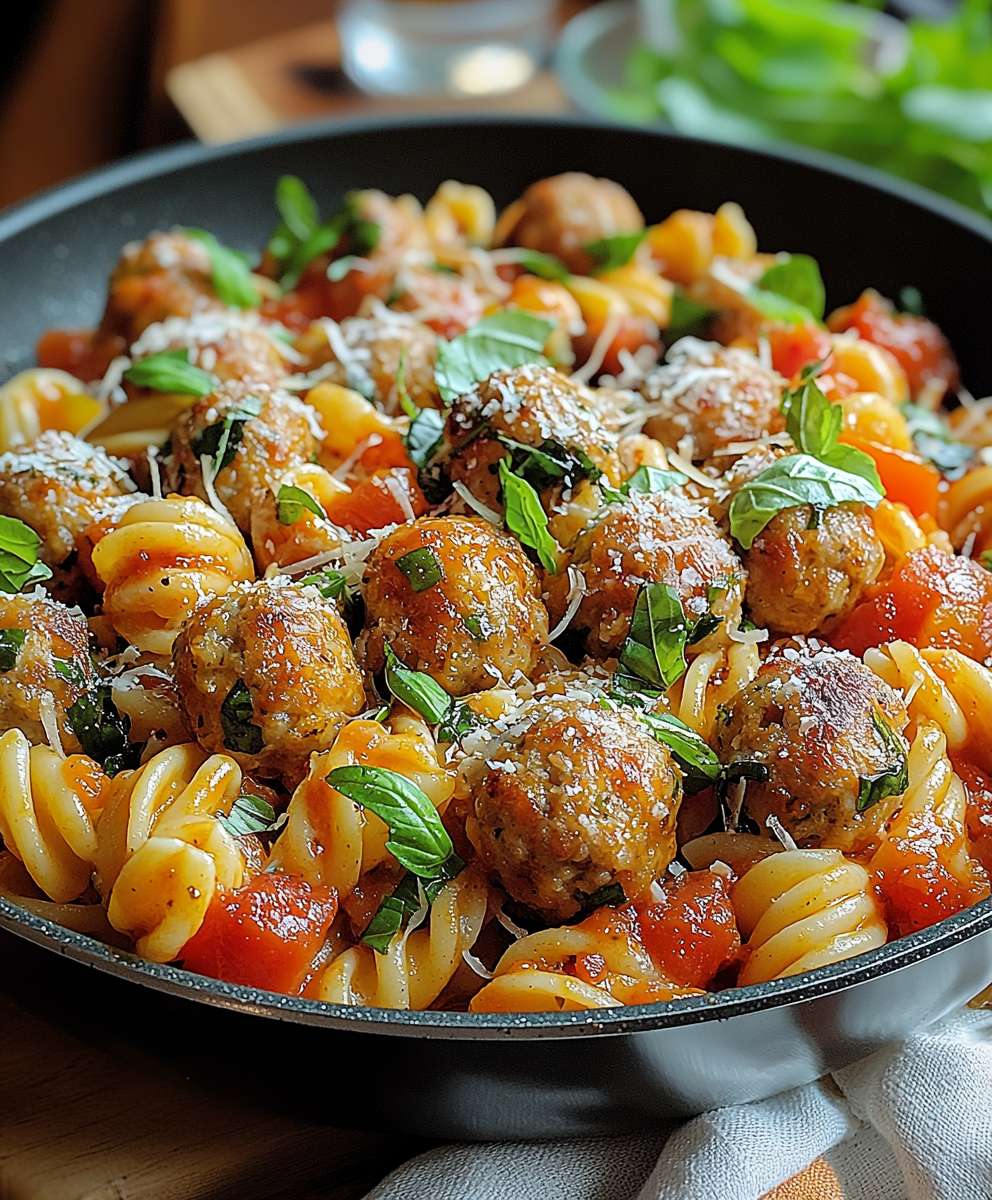 Hackbällchen Nudelpfanne bunt