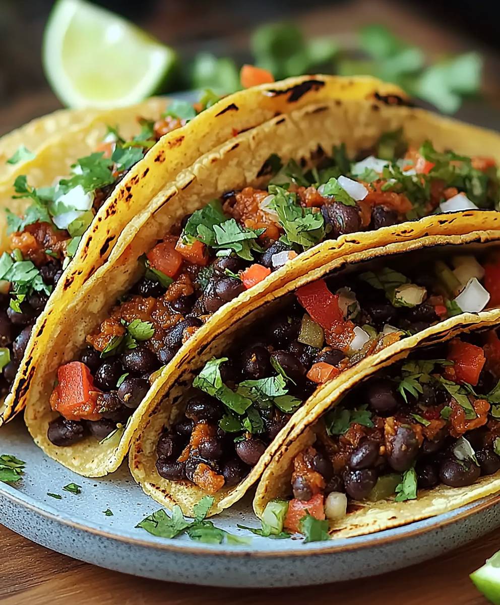 Schwarze Bohnen Tacos Käse