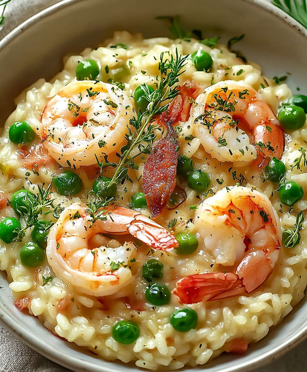 Garnelenrisotto Erbsen