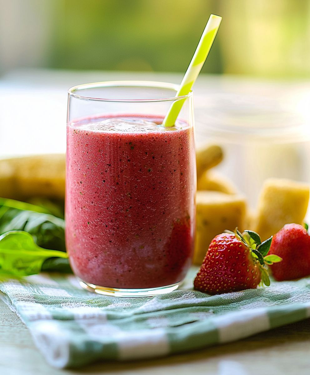 Spinat Erdbeer Smoothie
