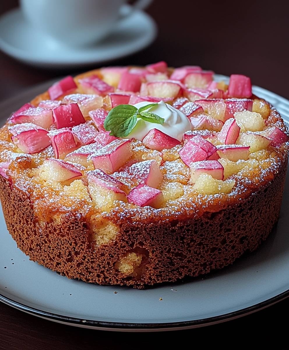Rhabarberkuchen Schmand Creme