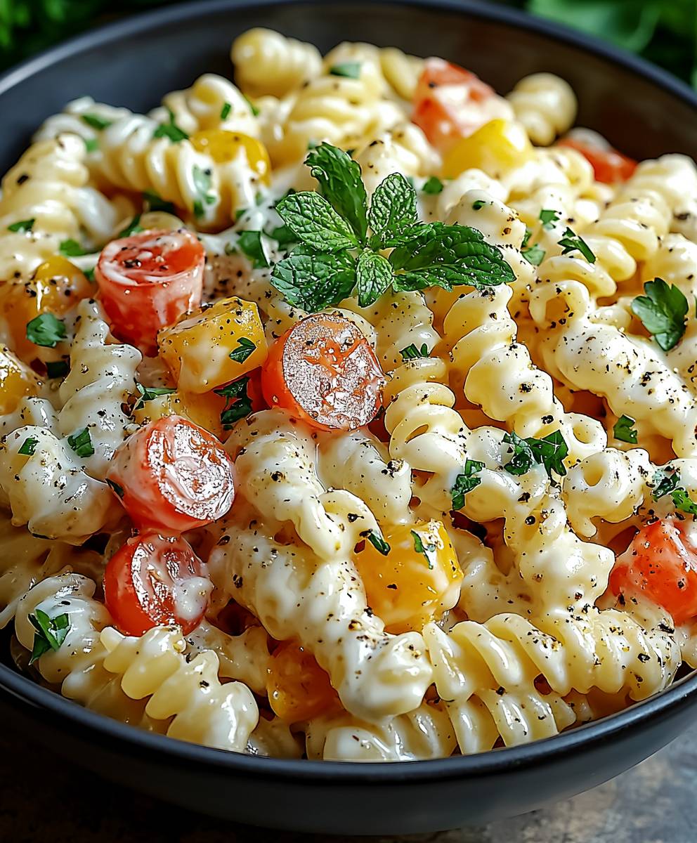 Leichter Nudelsalat Joghurt Dressing