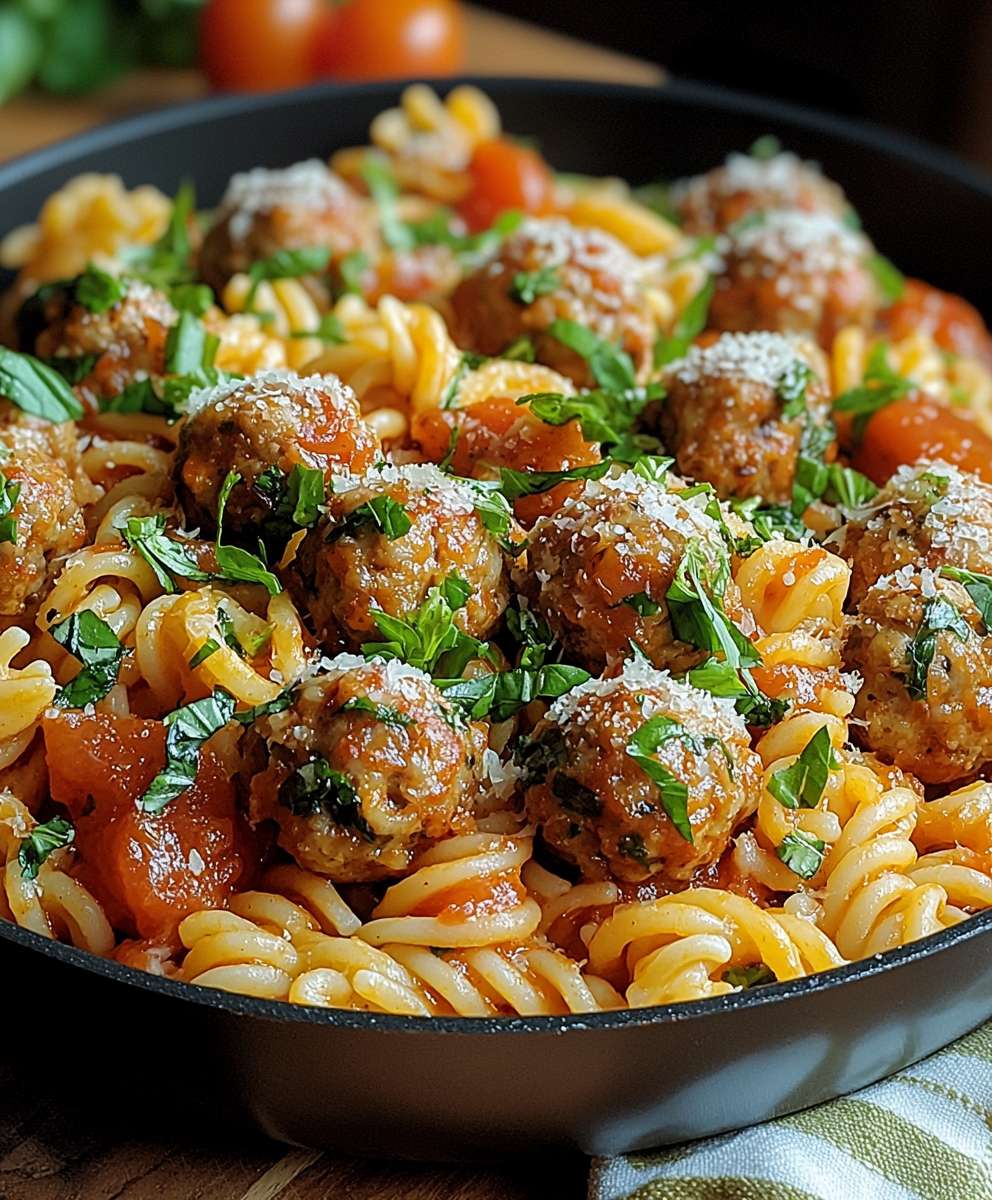 Hackbällchen Nudelpfanne bunt