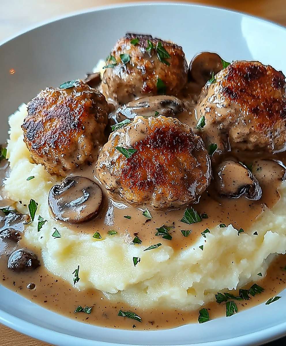 Fleischbällchen Kartoffelpüree Champignonrahmsauce