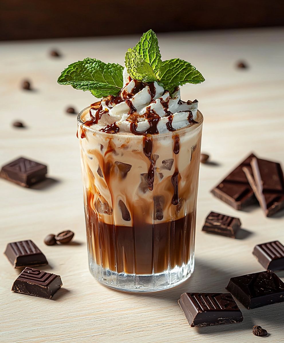 Eiskaffee Minze Schokolade