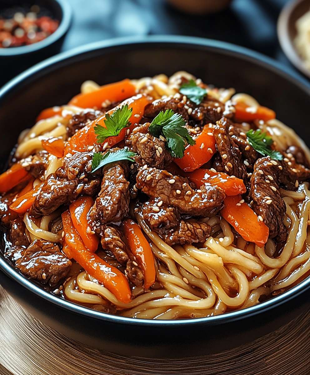 Reisnudeln Rindfleisch Sojasauce Gemüse