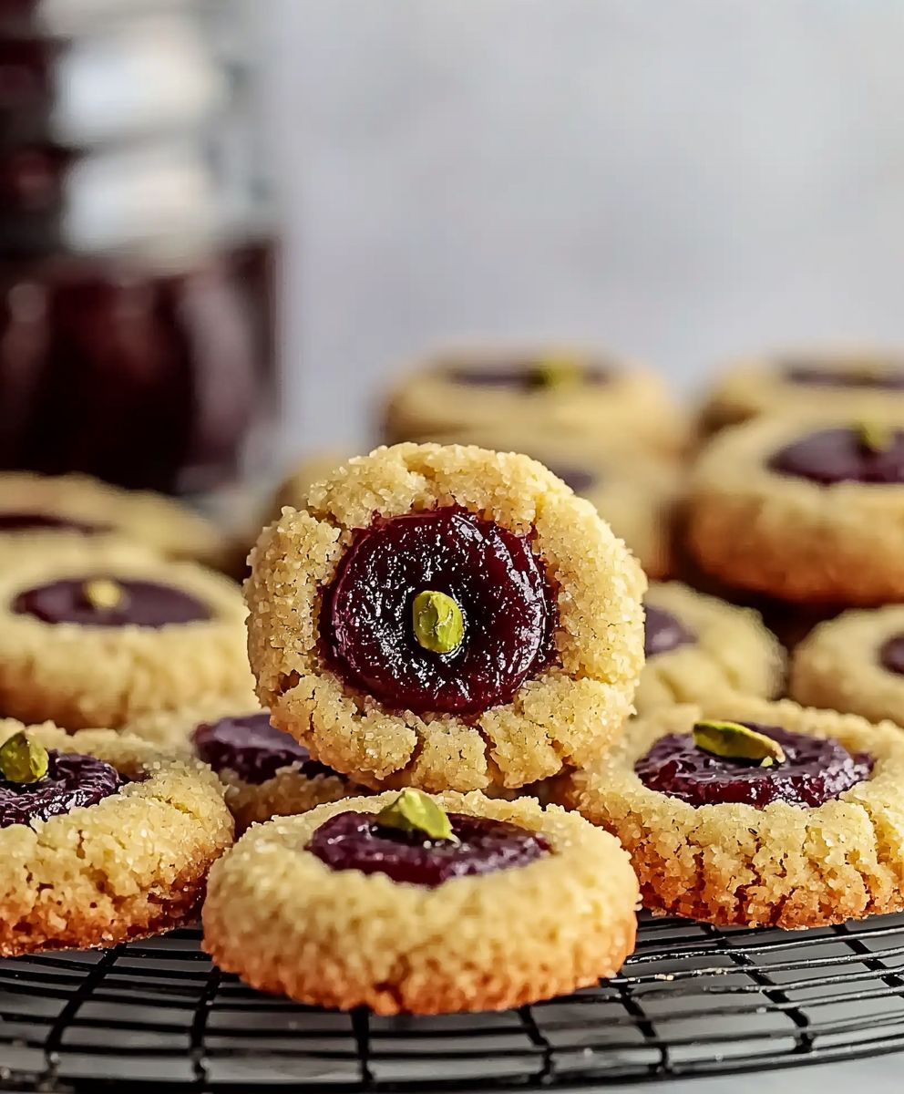 Pistazien Daumenabdruck Kekse