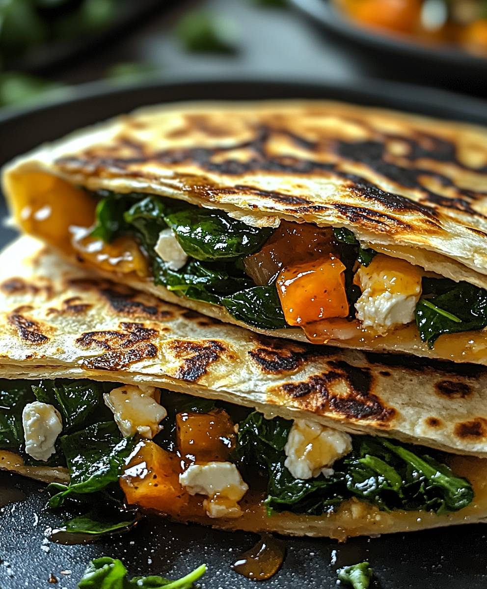 Luftfrittierte Quesadillas Spinat Feta