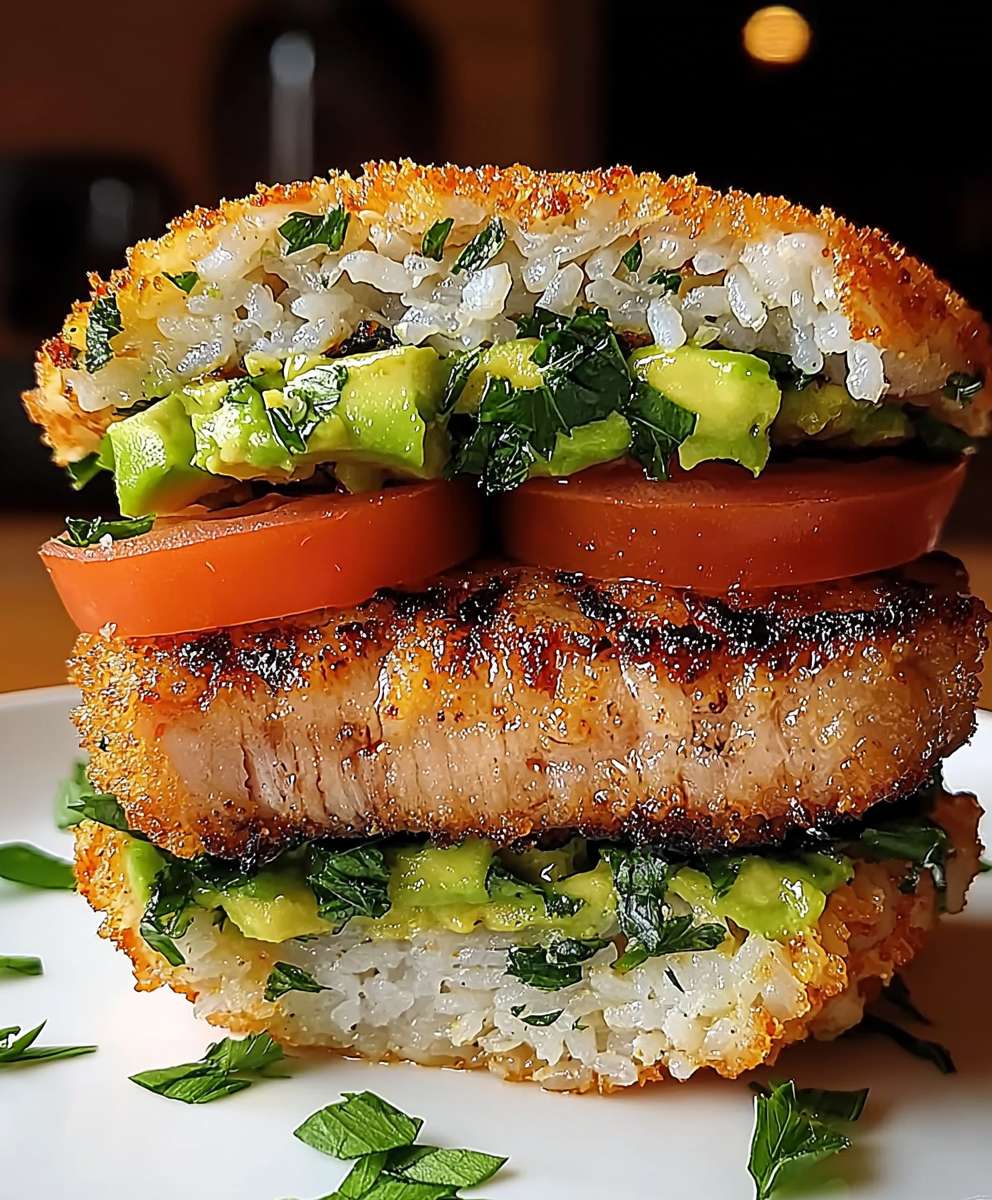 Thunfisch Avocado Reis Burger