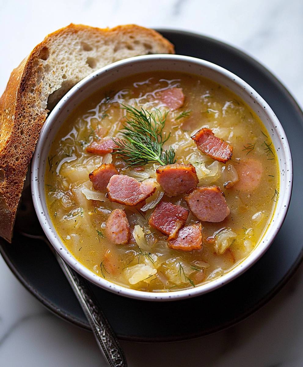 Sauerkrautsuppe mit Speck
