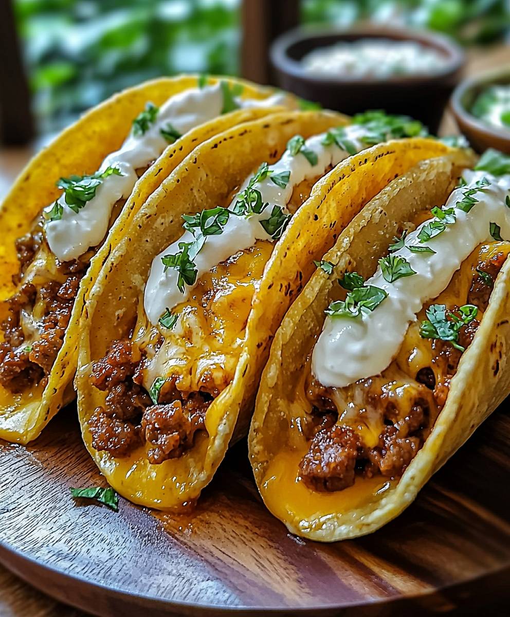 Vollgepackte Tacos mit Käse
