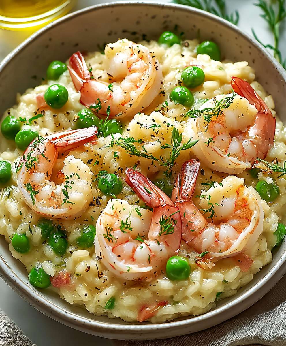 Garnelenrisotto Erbsen