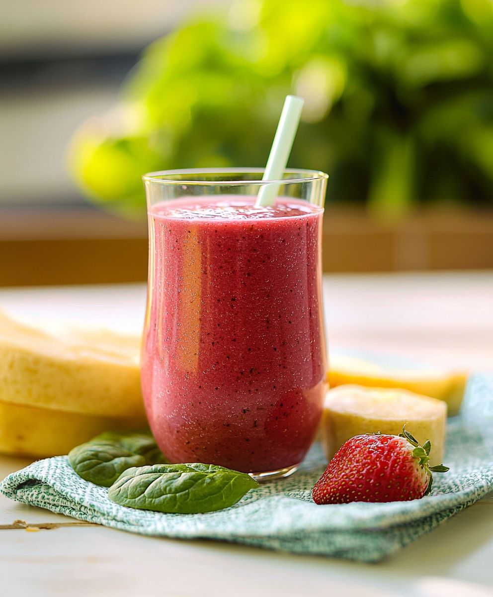 Spinat Erdbeer Smoothie
