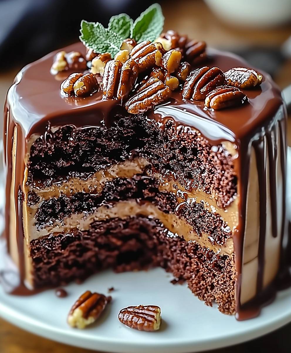 Pekannuss Karamell Schokoladenkuchen