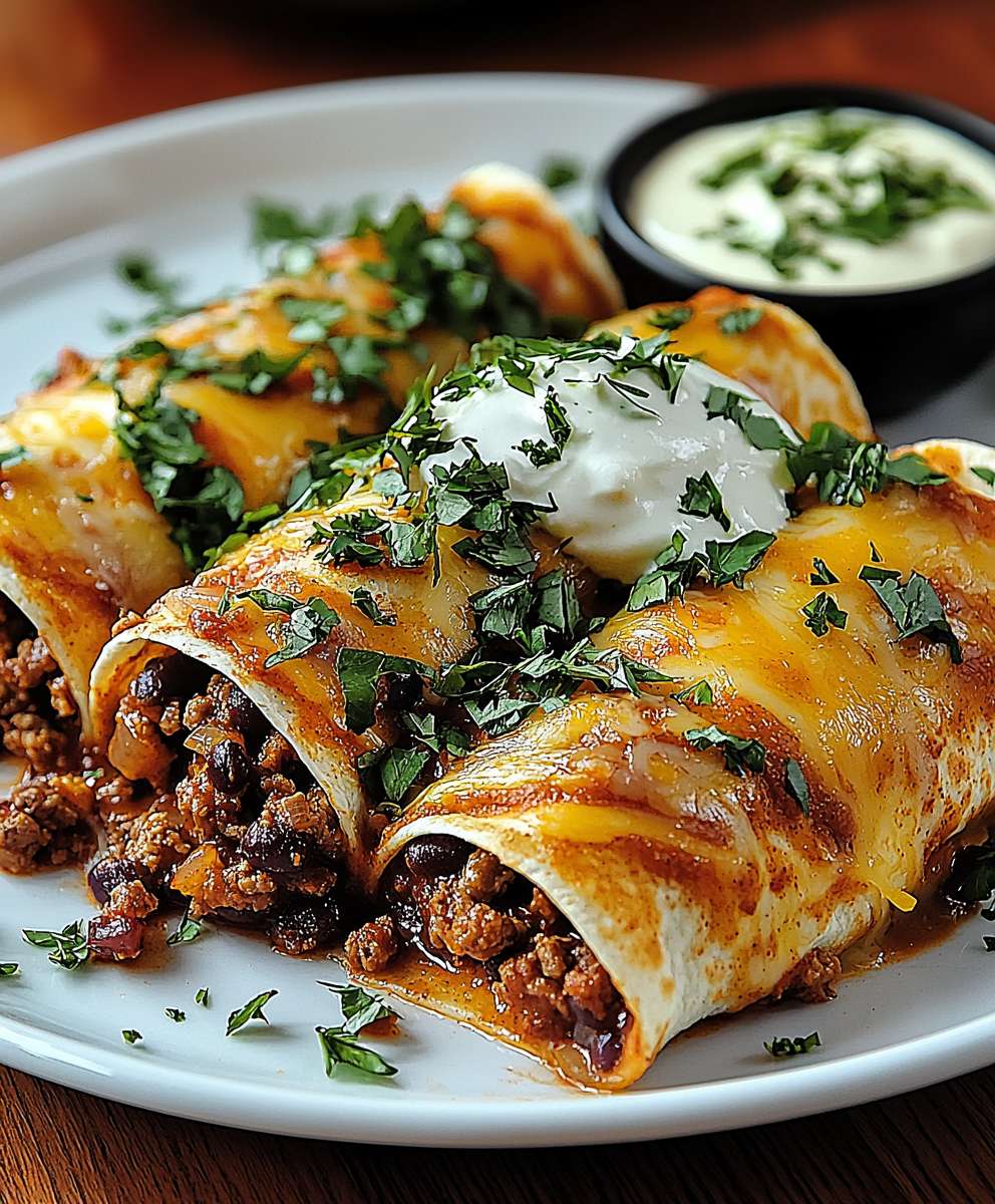 Hackfleisch Enchiladas mit Topping