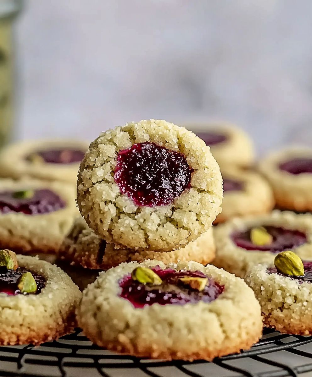 Pistazien Daumenabdruck Kekse