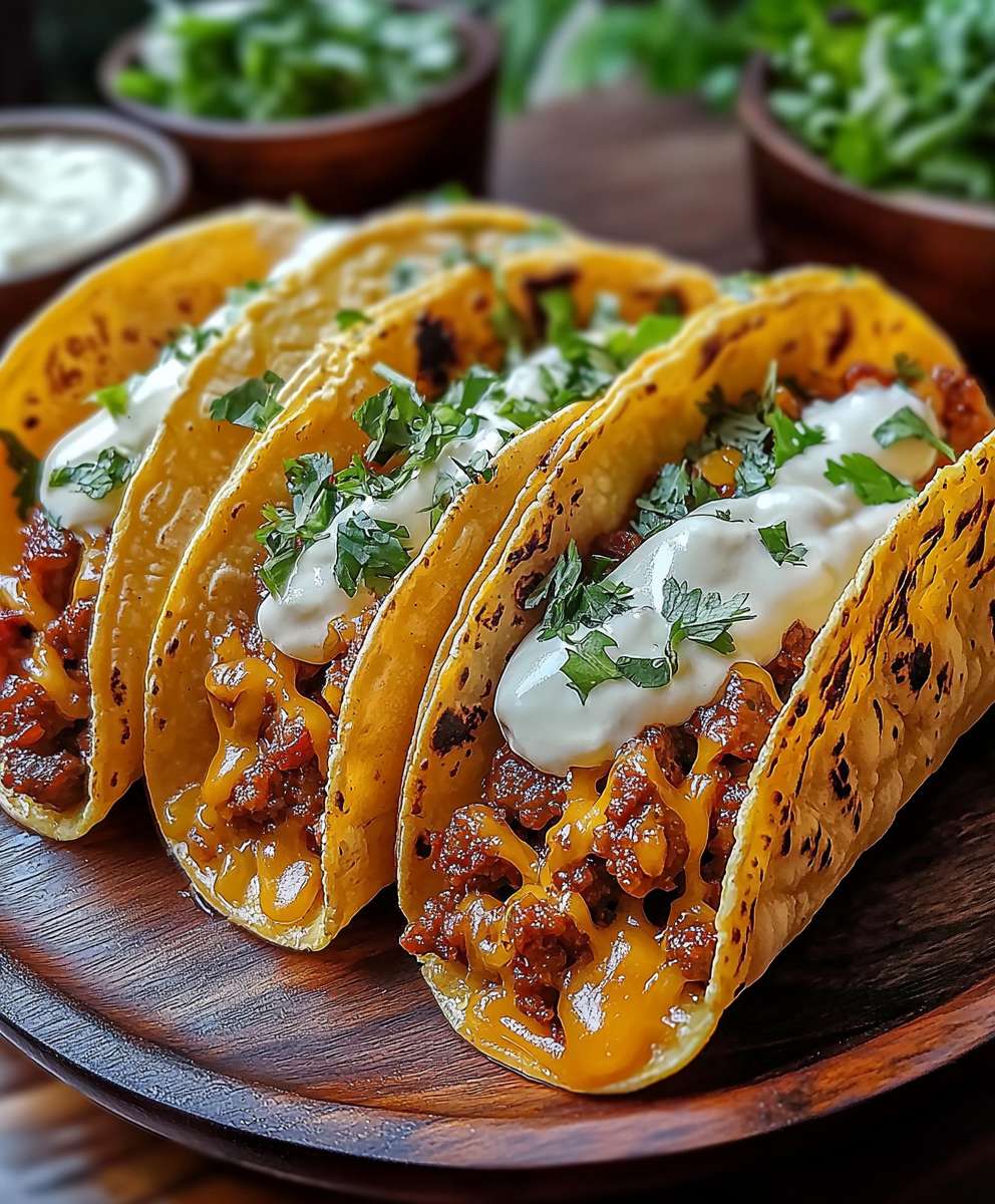 Vollgepackte Tacos mit Käse