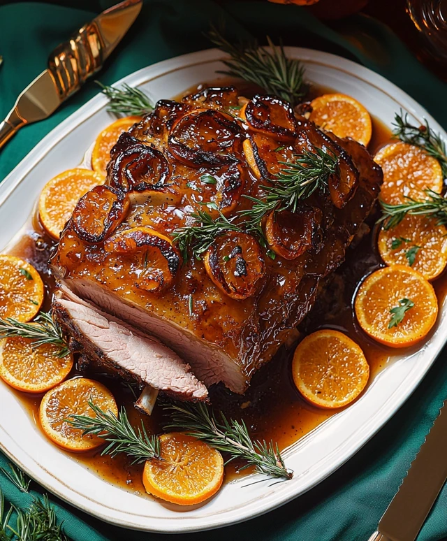 Orangenglasierter Schweinebraten