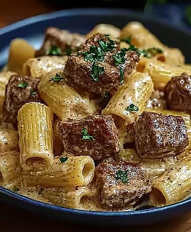 Cremiges Parmesan Rindfleisch Pasta