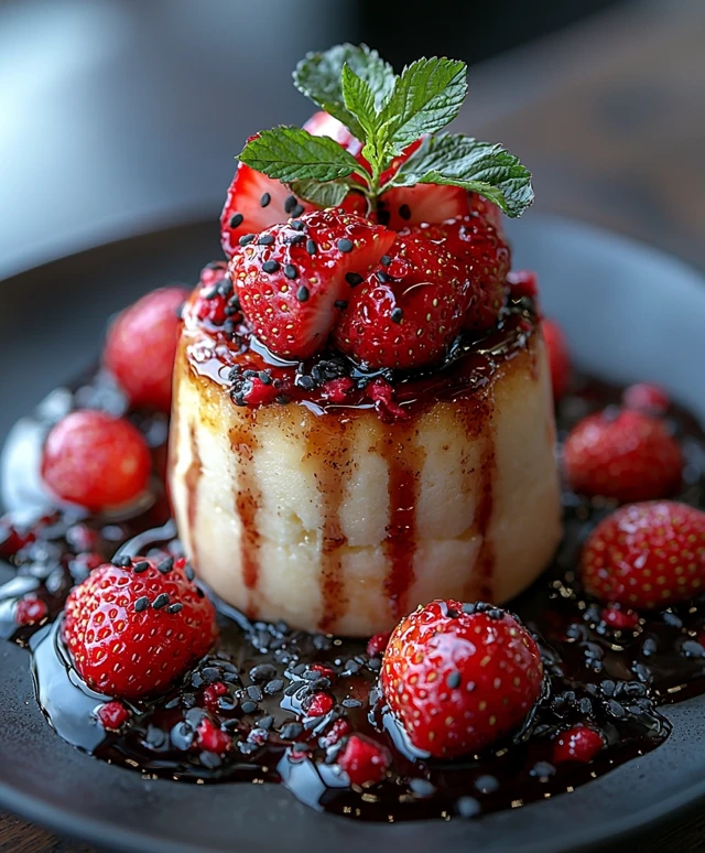 Käsekuchenrollen mit Erdbeeren
