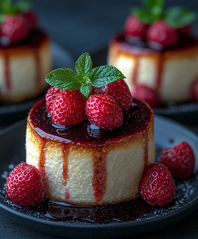 Käsekuchenrollen mit Erdbeeren