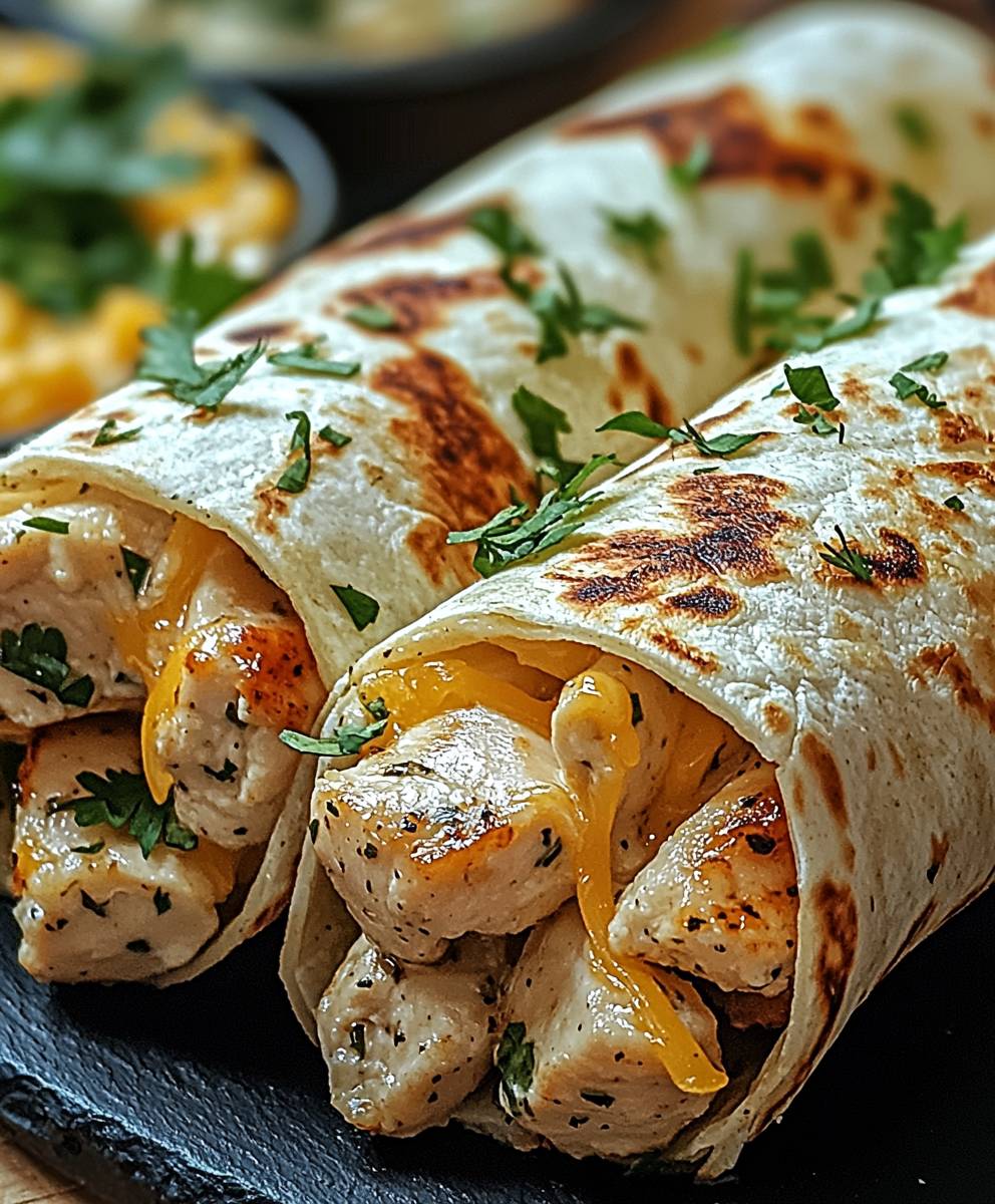 Hähnchen Wraps mit Knoblauch