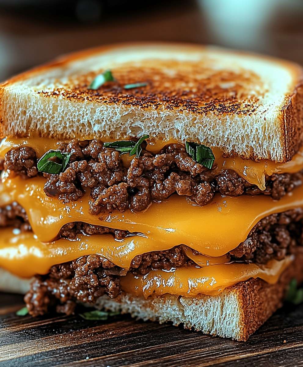 Käsesandwich mit Rinderhackfleisch