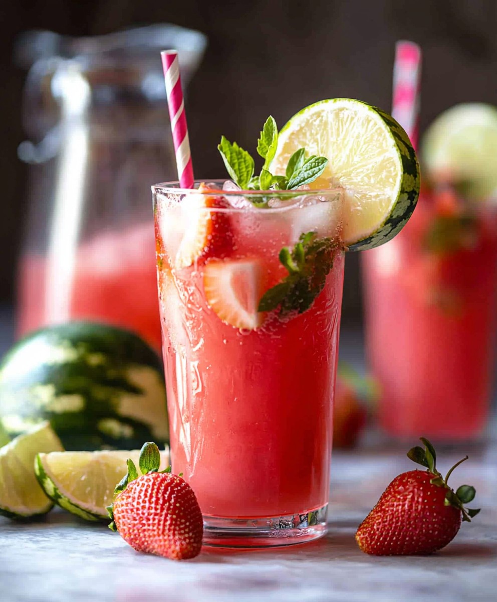 Zuckerfreie Wassermelone Erdbeere Agua Fresca