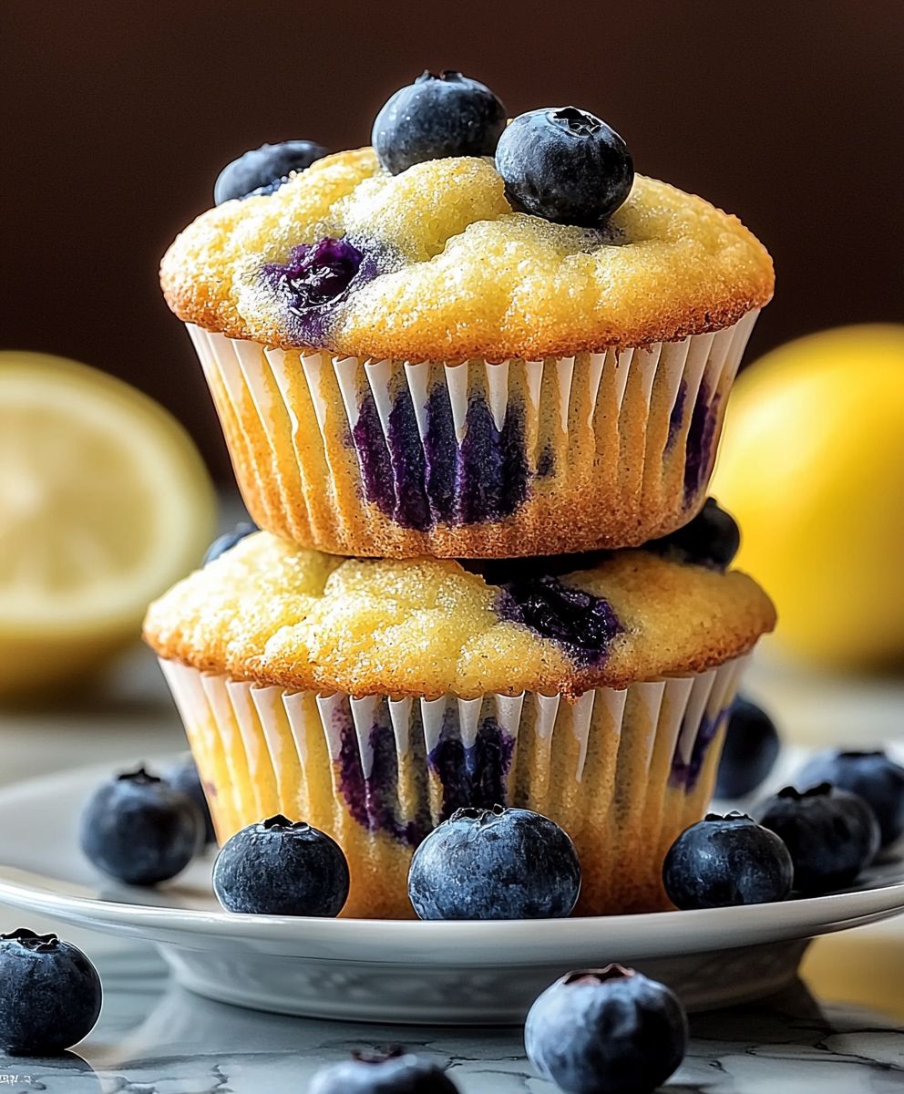 Zitronen Blaubeer Muffins backen