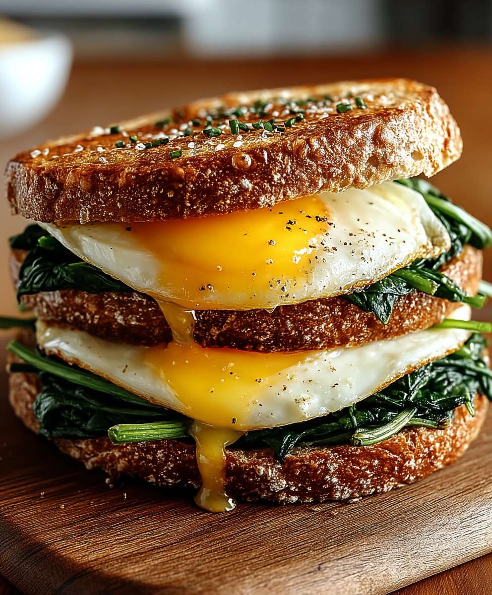 Frühstückssandwich Spinat Ei