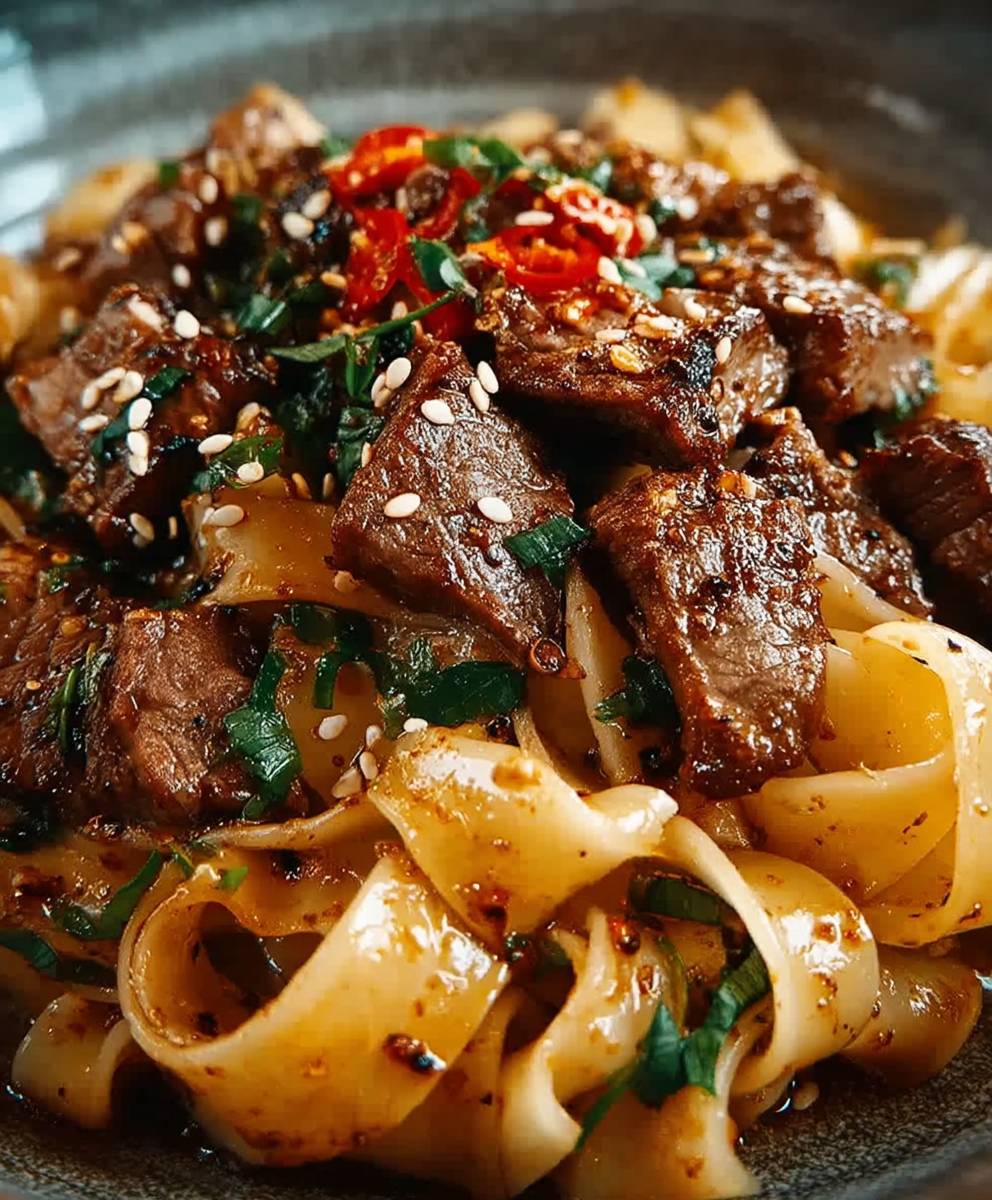 Kreuzkümmel Lamm Nudeln