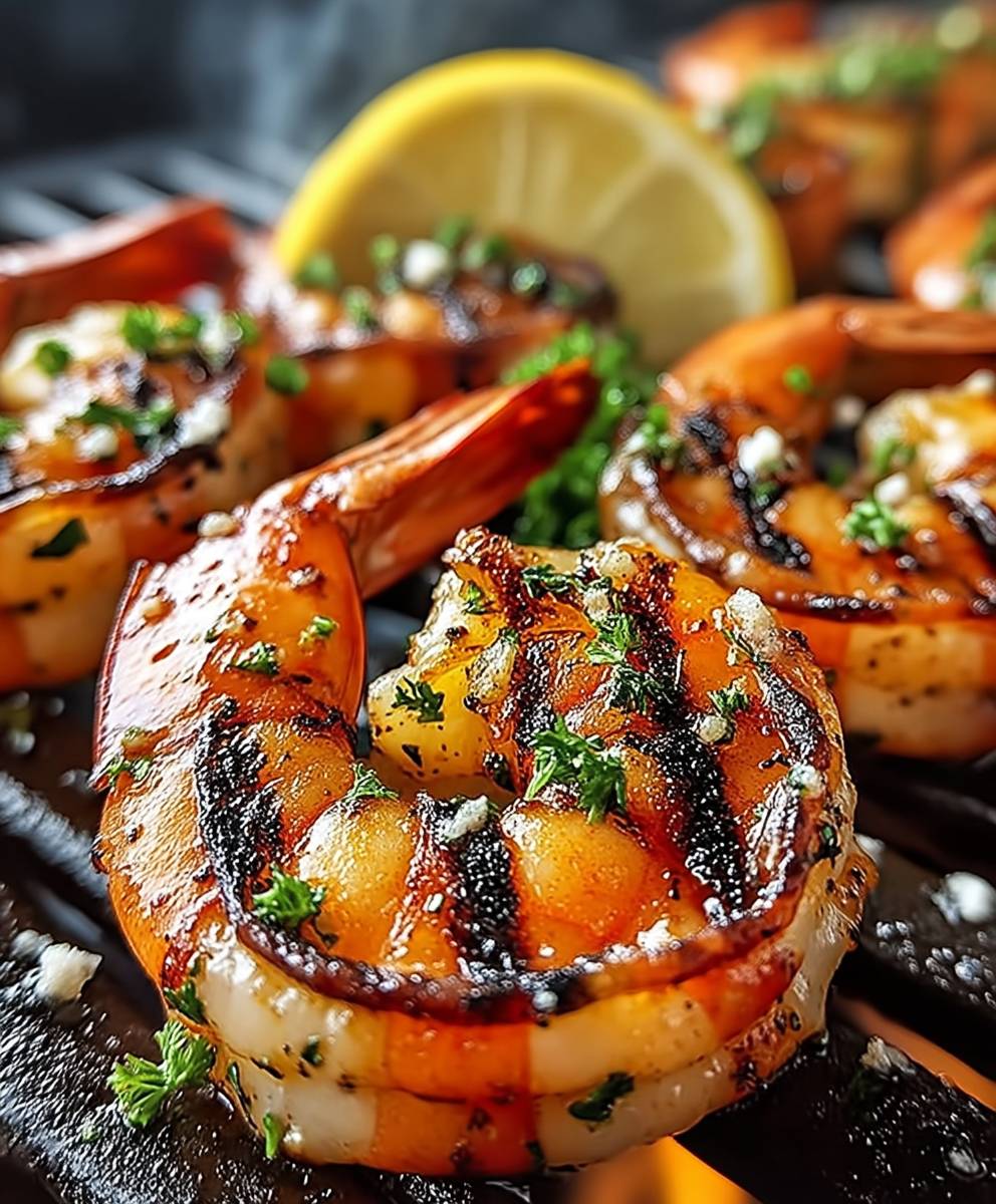 Gegrillte Knoblauch Garnelen Zitrone Chili