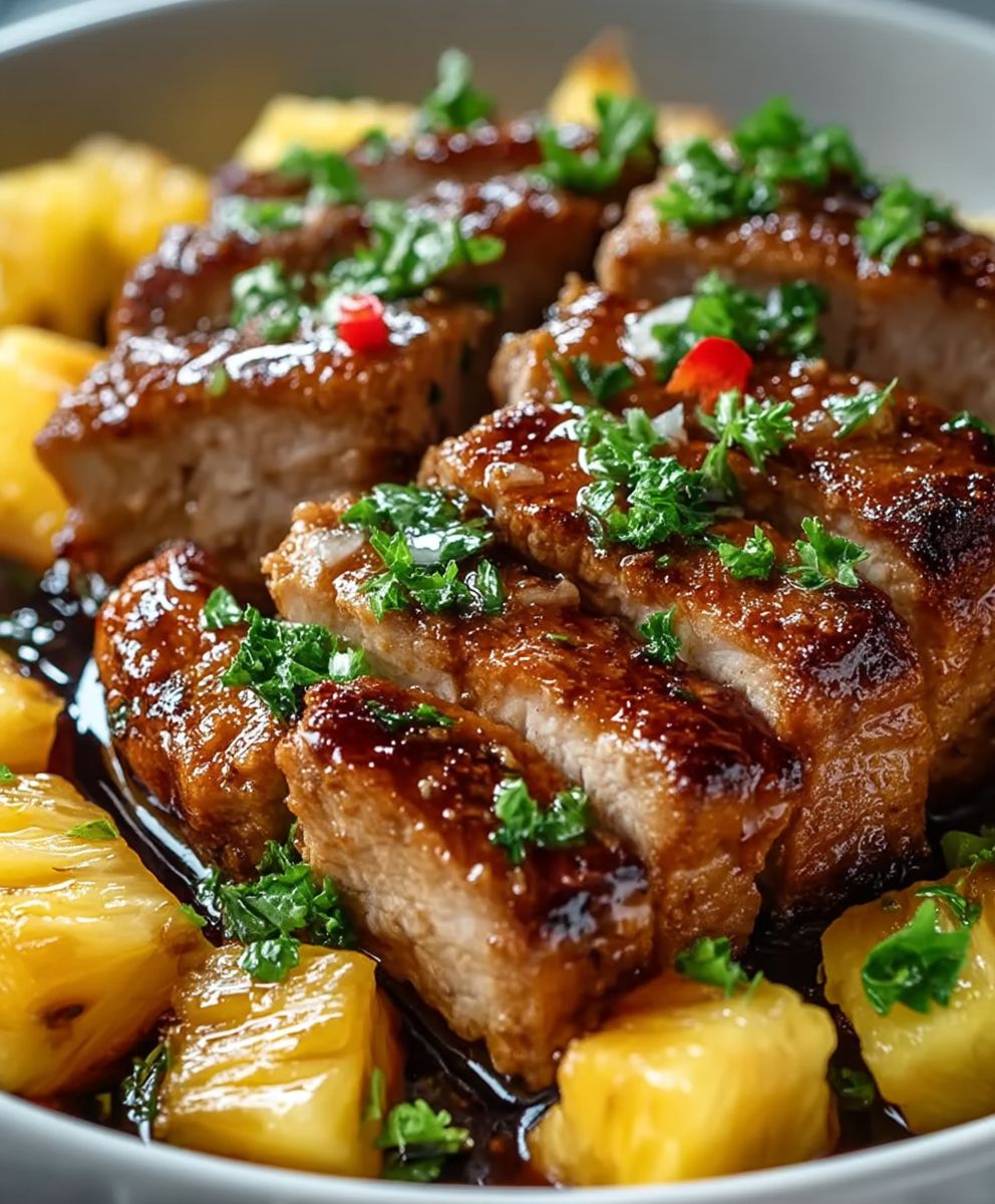 Ananas Schweinefleisch langsam gekocht