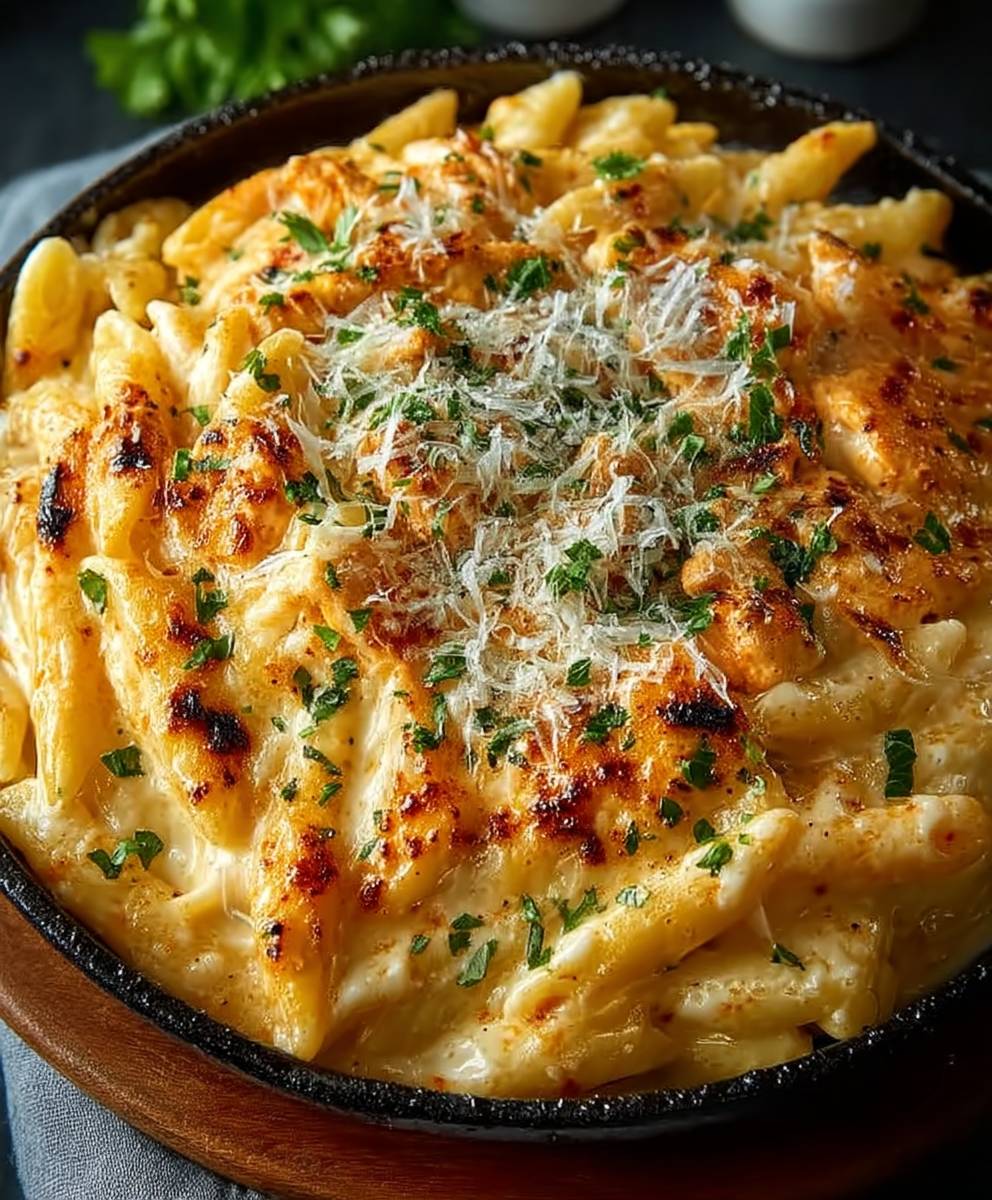 Büffelhuhn Alfredo Nudeln