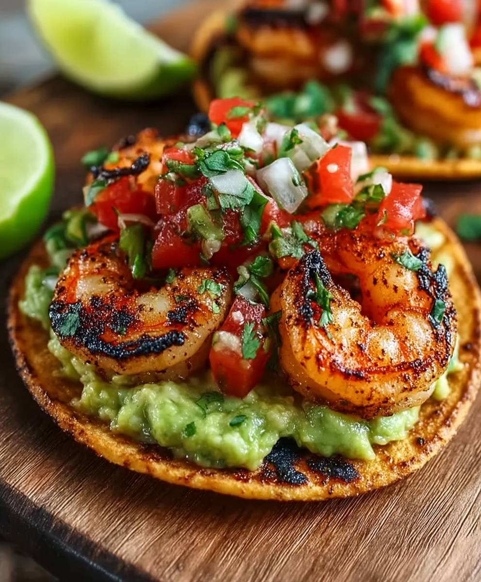 Gegrillte Shrimp Tostadas Guacamole