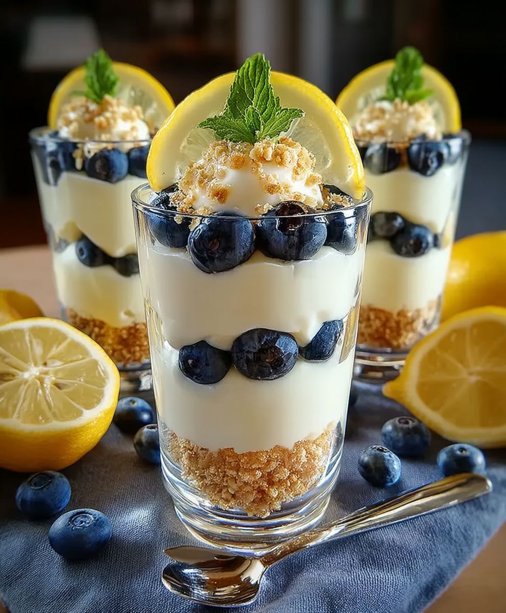 Zitronenjoghurt Blaubeeren Parfait