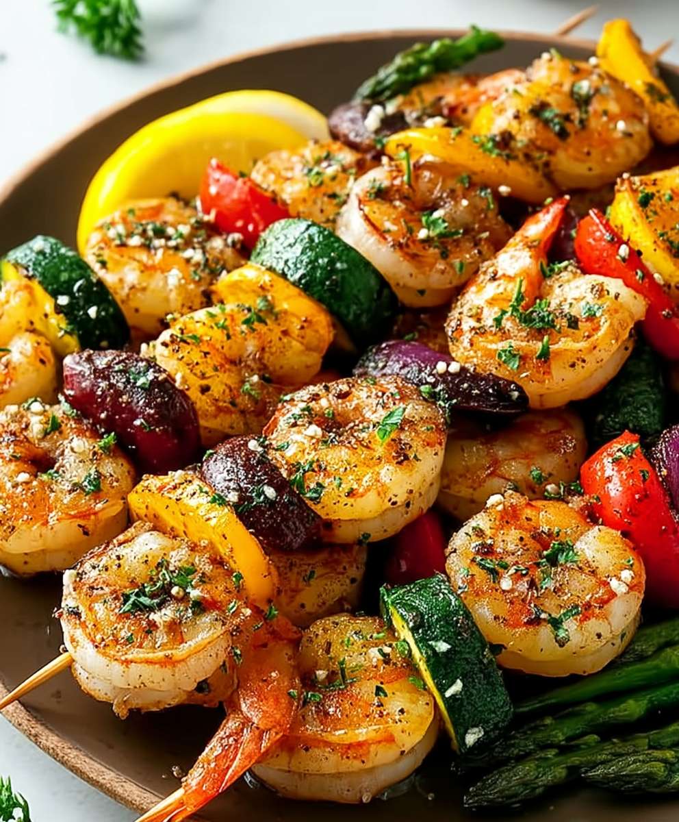 Knoblauchbutter Garnelen Gemüse