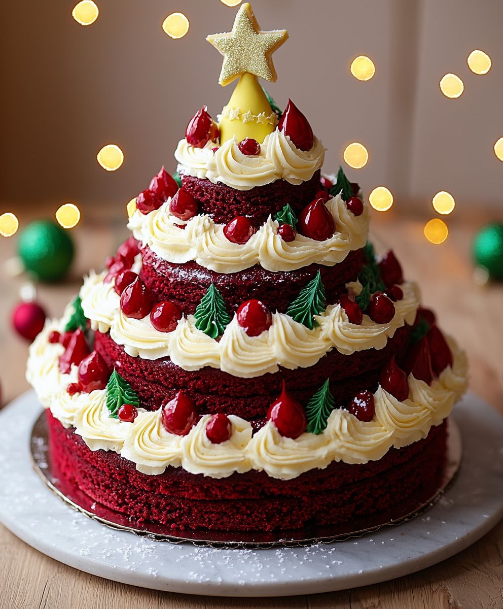 Weihnachtsbaumkuchen roter Samt