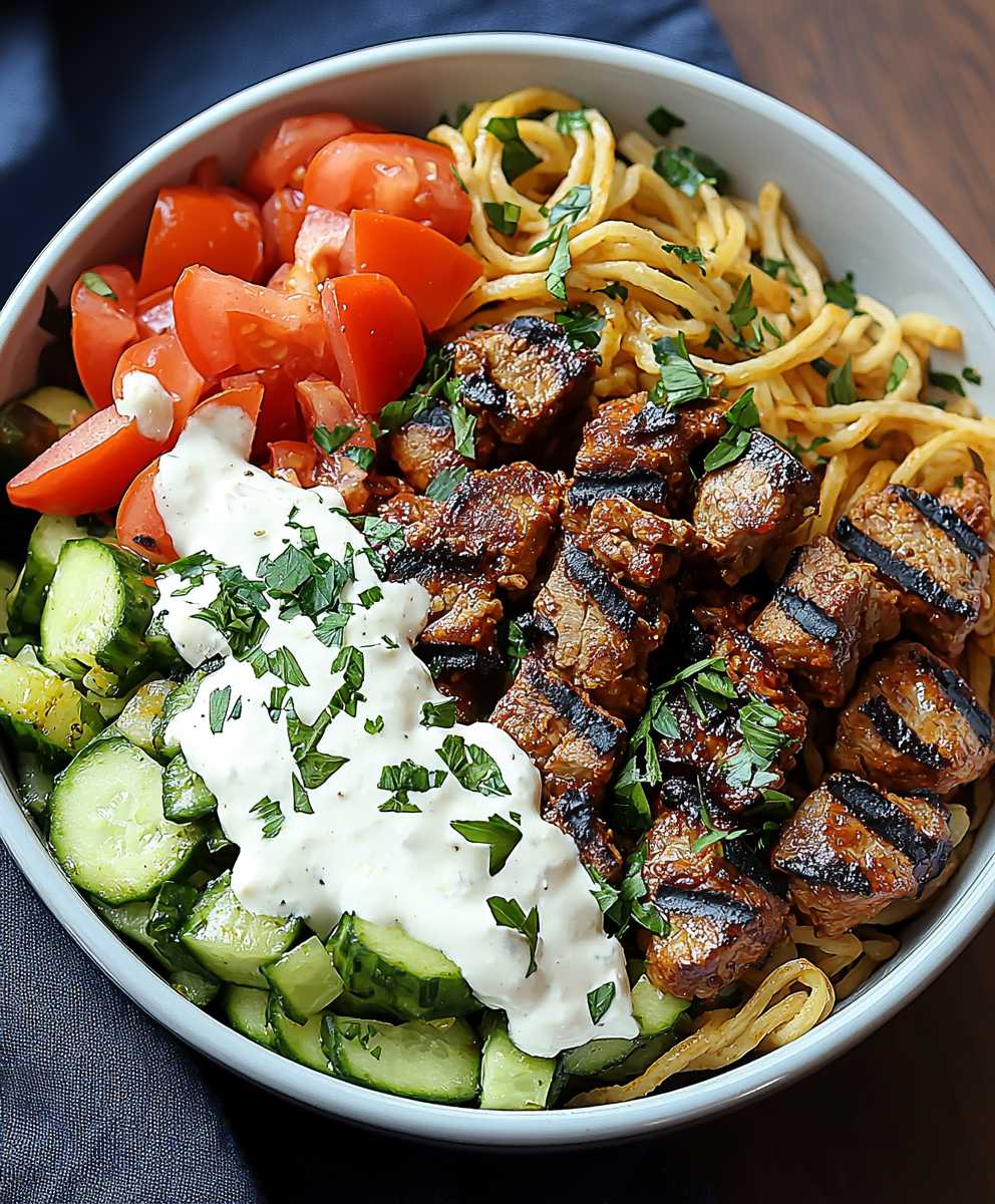 Kebab Schale mit Nudeln