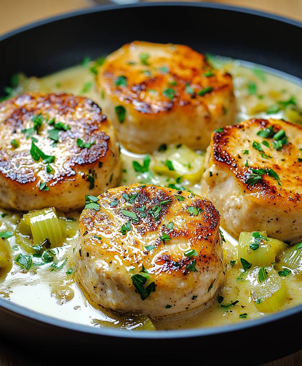 Putenmedaillons Lauch Sahne Sauce