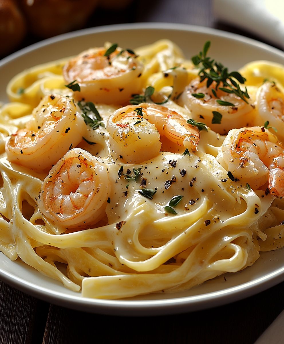 Fettuccine Alfredo Garnelen