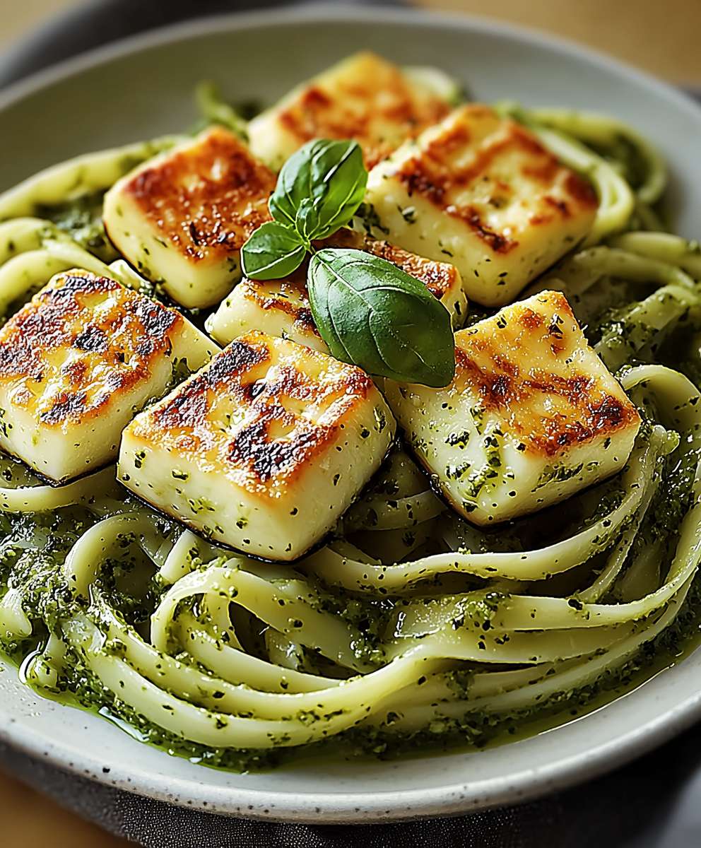 Halloumi Zucchini Pesto Nudeln