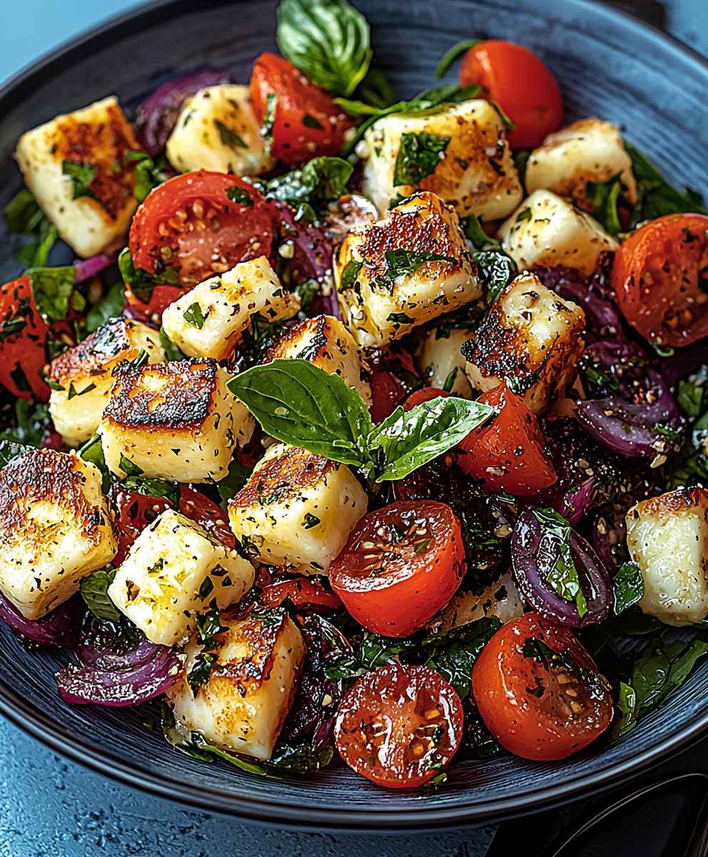Kritharaki Salat Halloumi Croutons