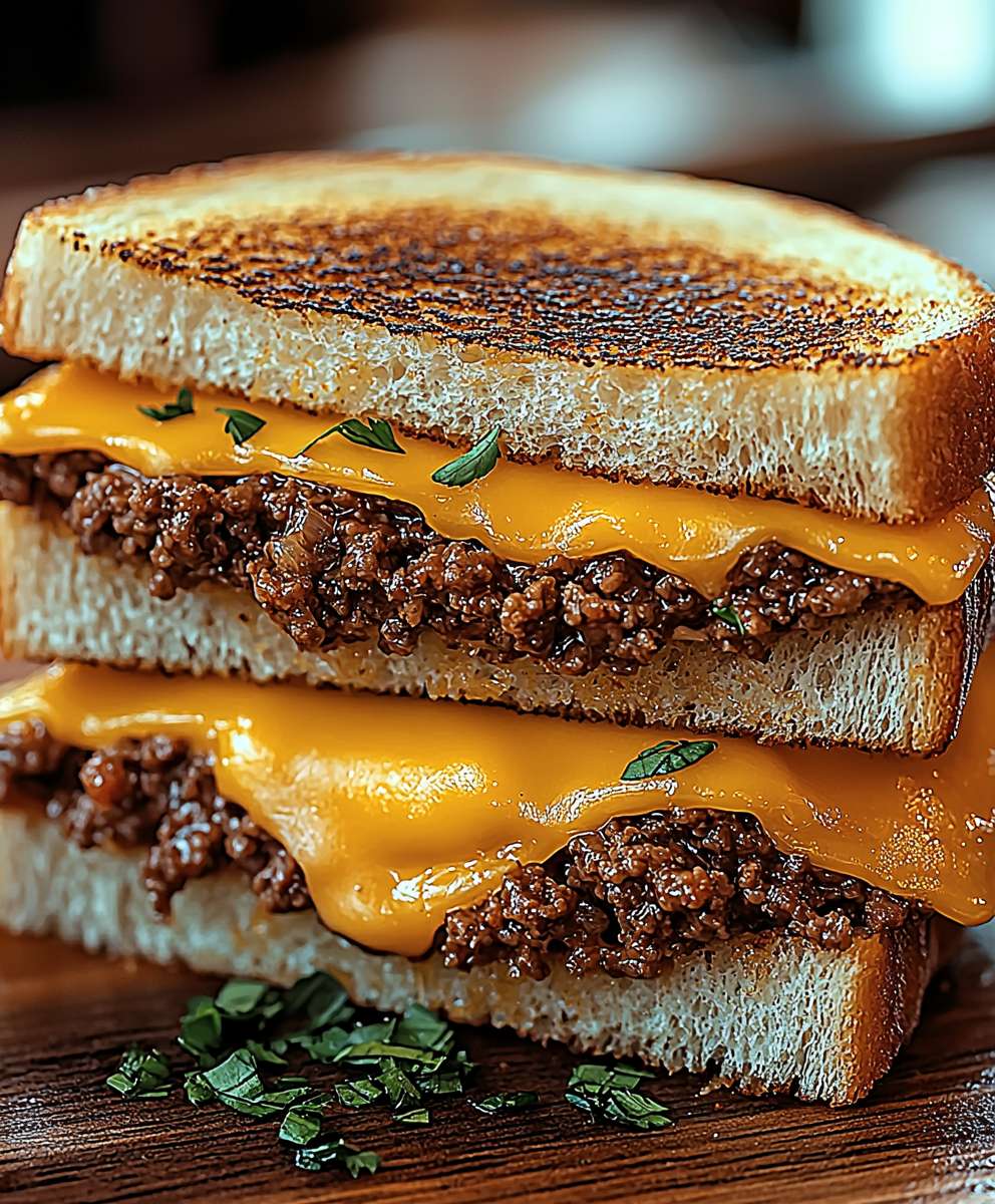 Käsesandwich mit Rinderhackfleisch