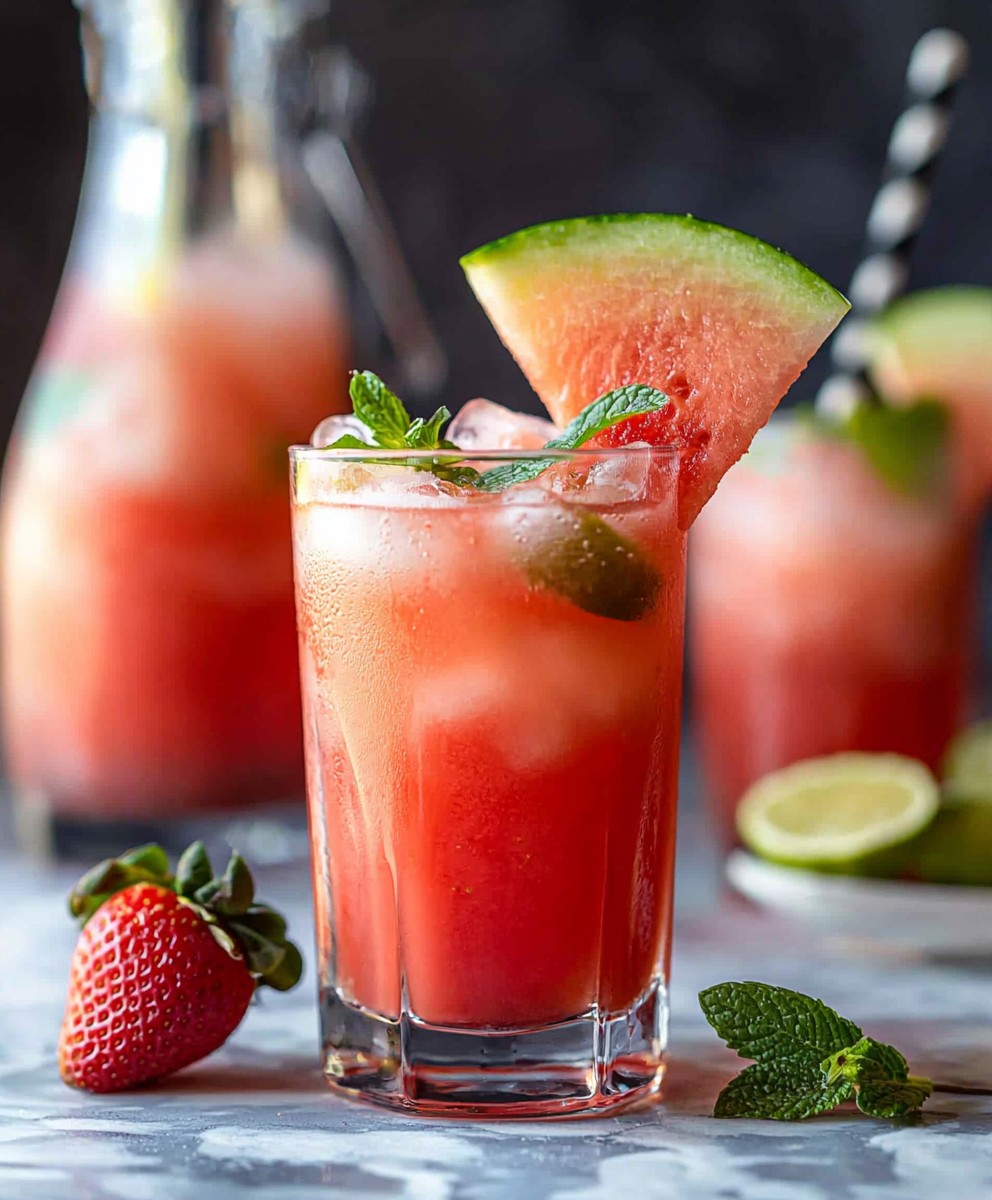 Zuckerfreie Wassermelone Erdbeere Agua Fresca