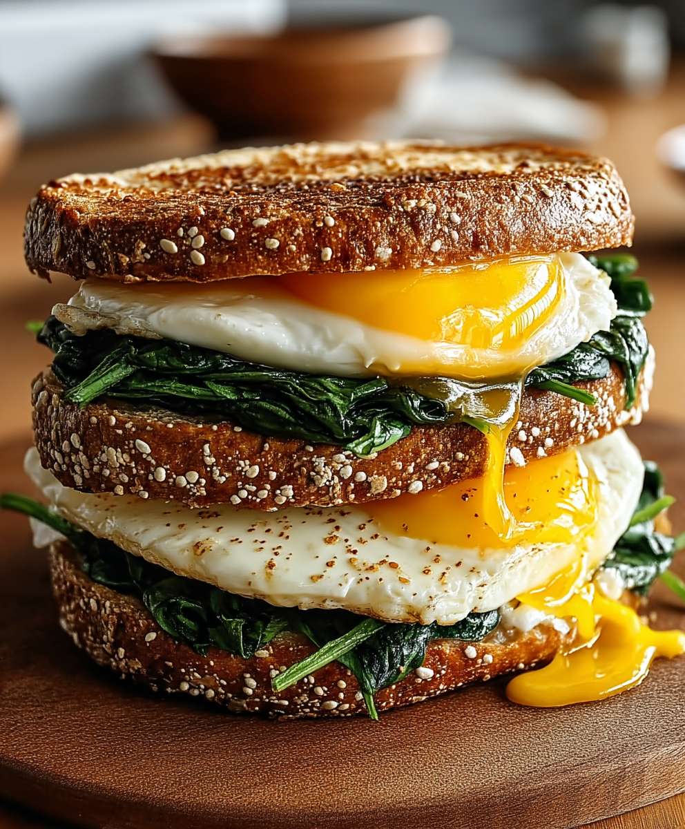 Frühstückssandwich Spinat Ei