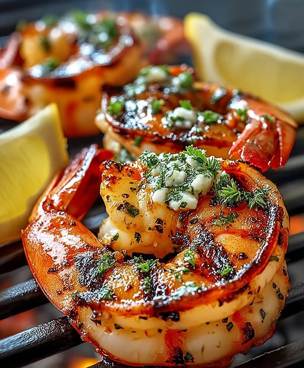 Gegrillte Knoblauch Garnelen Zitrone Chili