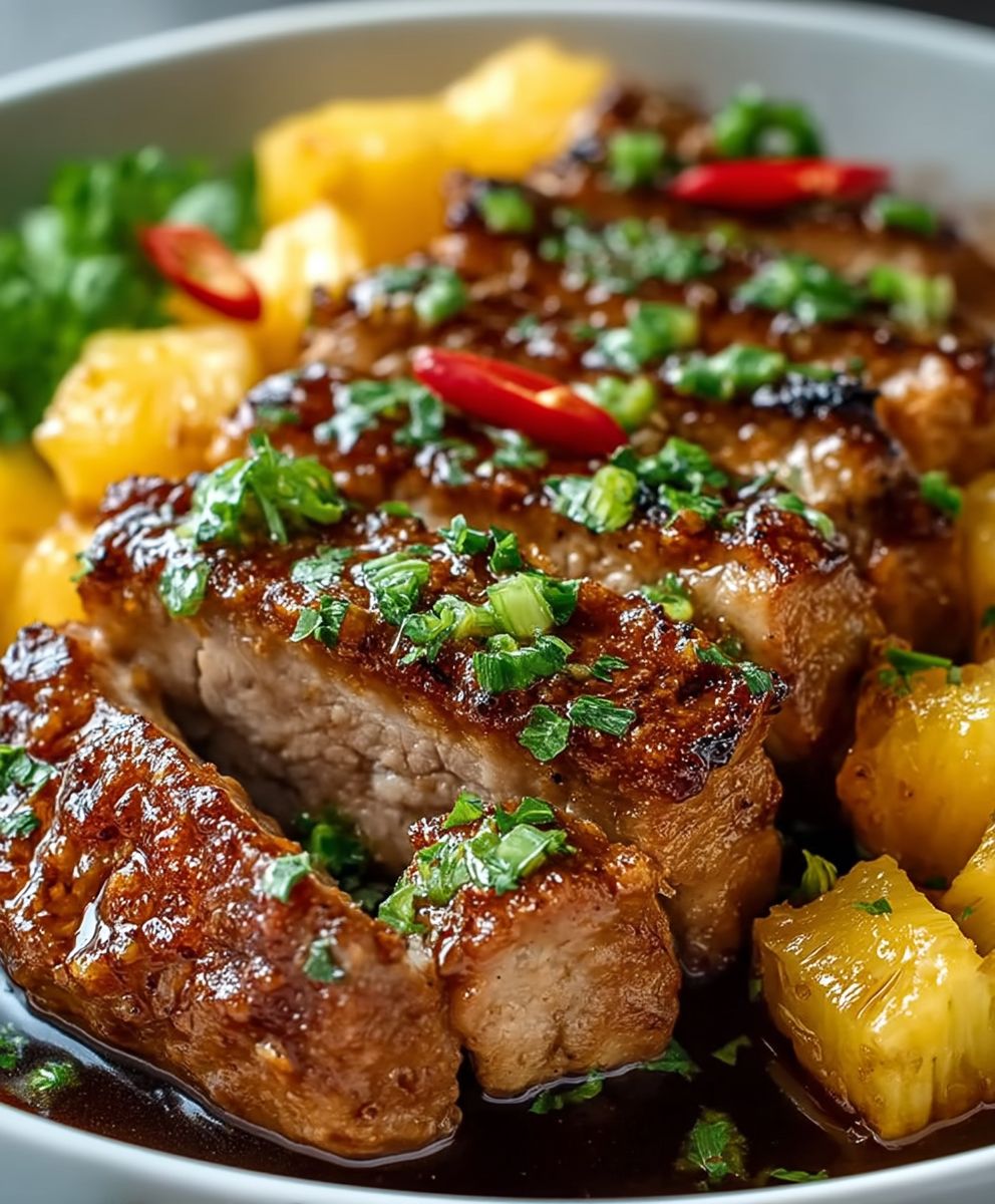Ananas Schweinefleisch langsam gekocht