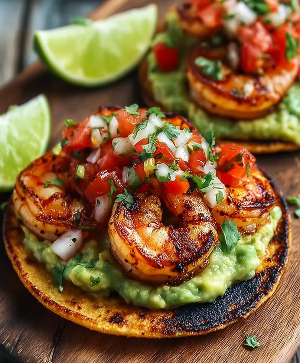 Gegrillte Shrimp Tostadas Guacamole